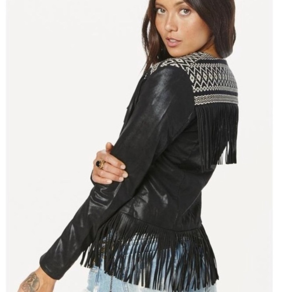 Saylor Fringe Faux Leather Jacket